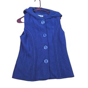 Cold Water Creek women's Hooded Sweater Vest size M Cornflower Blue